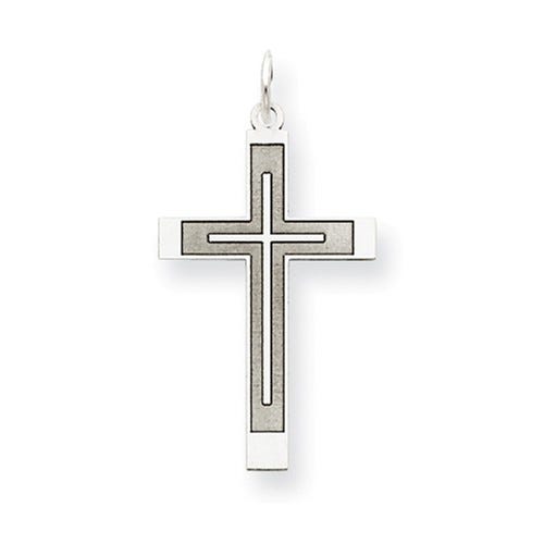 14K White Gold Laser Designed Cross Pendant