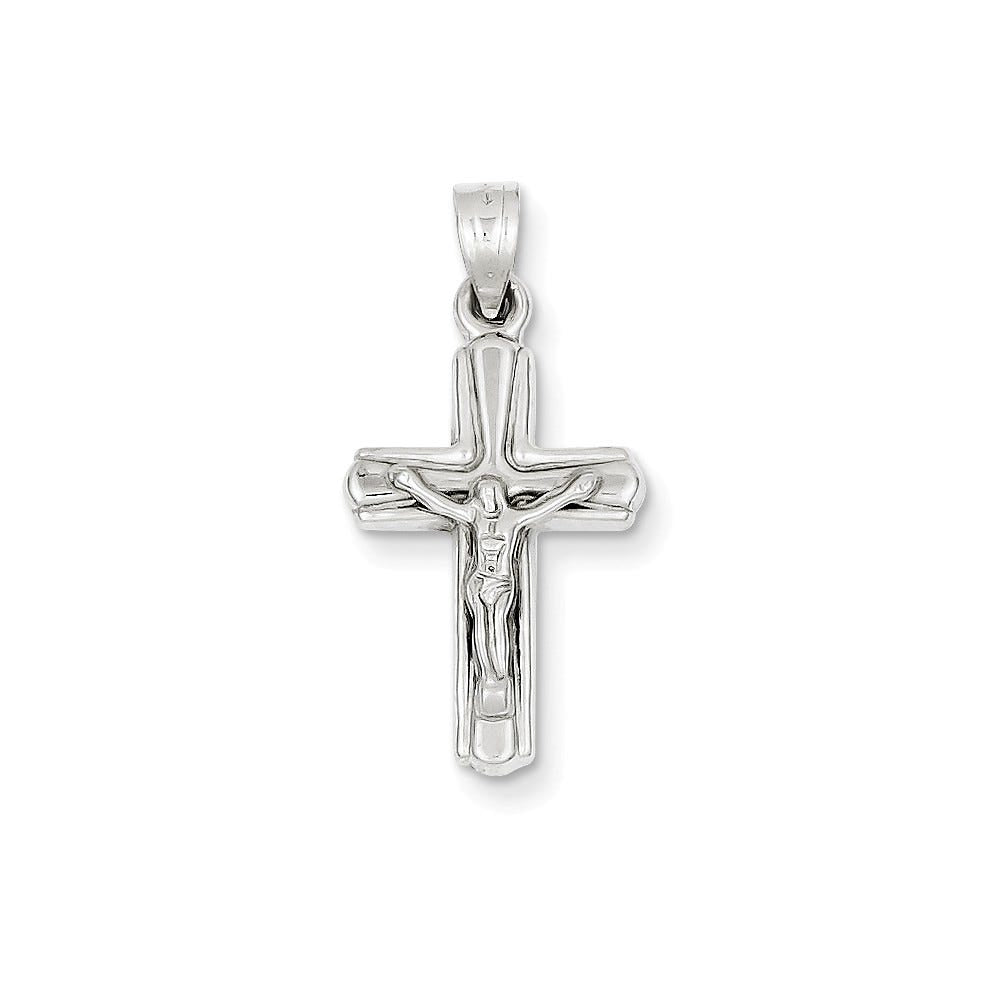 14k White Gold Reversible Crucifix /Cross Pendant