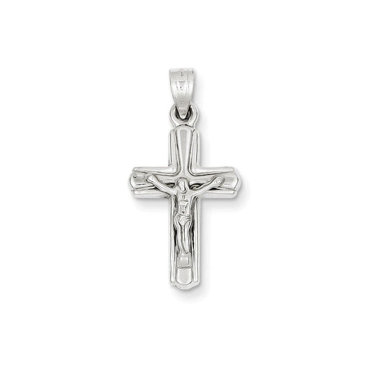14k White Gold Reversible Crucifix /Cross Pendant