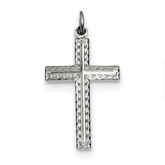 Sterling Silver Rhodium-plated Cross Charm