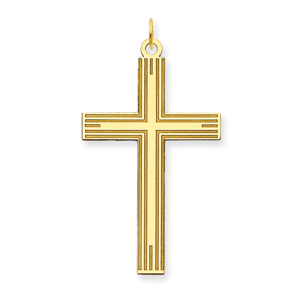 14K Laser Designed Cross Pendant