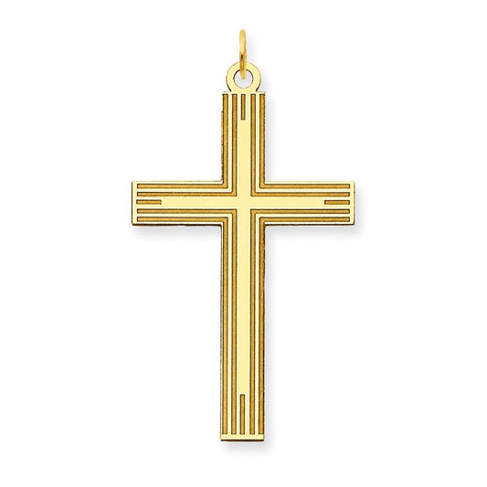 14K Laser Designed Cross Pendant