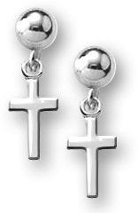 Sterling Silver Cross Children Post Earrings