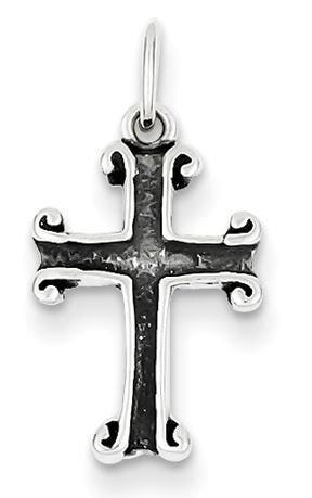 Sterling Silver Antiqued Cross Charm