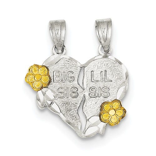 Sterling Silver Two Piece Big Sis / Lil Sis Pendant