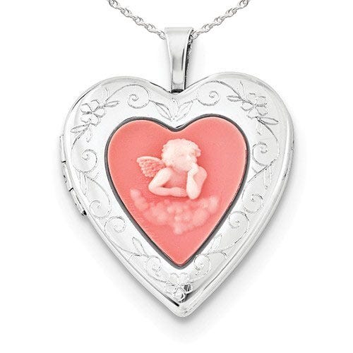 Sterling Silver Mother's Silhouette Heart Locket