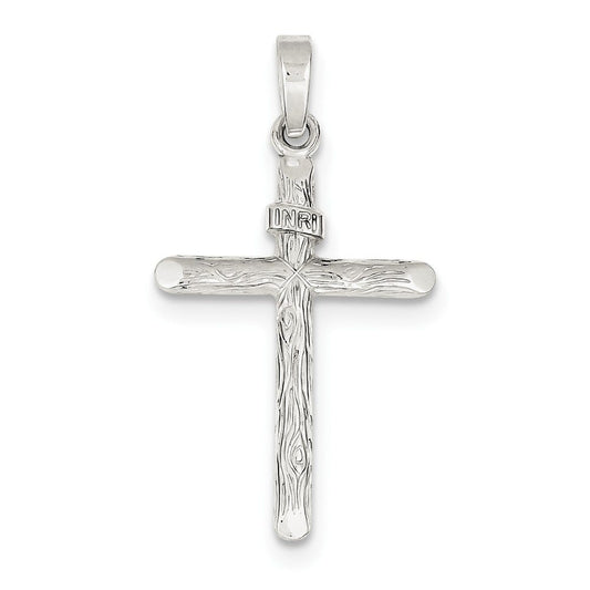 Sterling Silver Polished and Textured INRI Cross Pendant