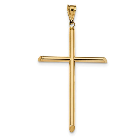 14k Polished Tube Cross Pendant