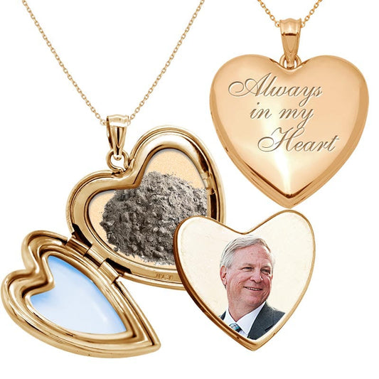 'Always in my Heart' Cremation & Hair Photo Locket