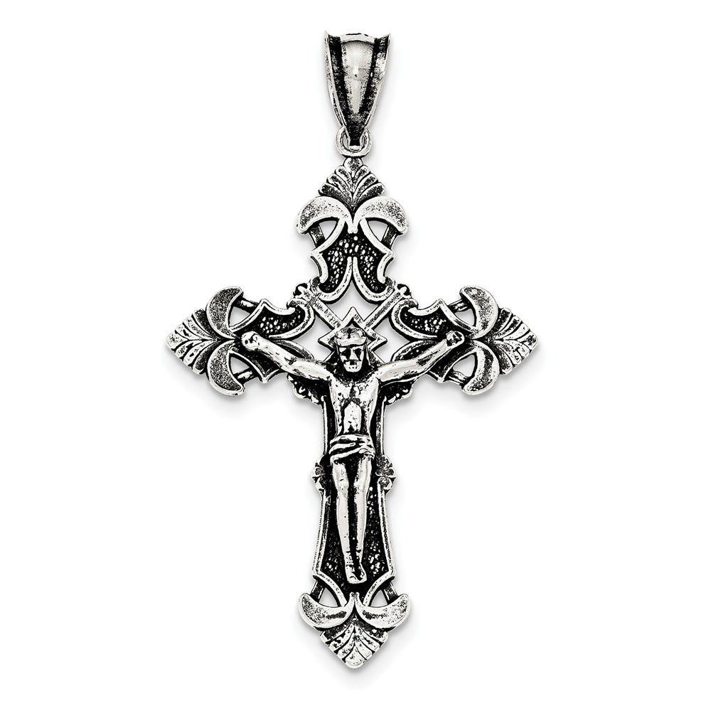 Sterling Silver Antiqued INRI Crucifix Pendant
