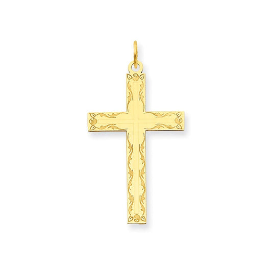 14K Laser Designed Cross Pendant