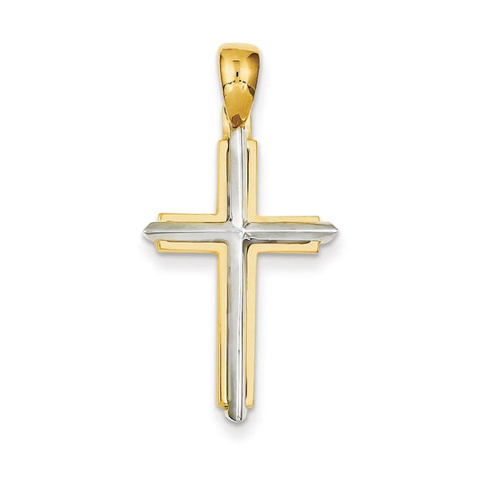 14k Two-tone Fancy Cross Pendant