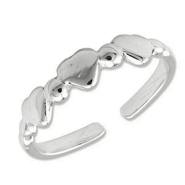 Sterling Silver Hearts Toe Ring
