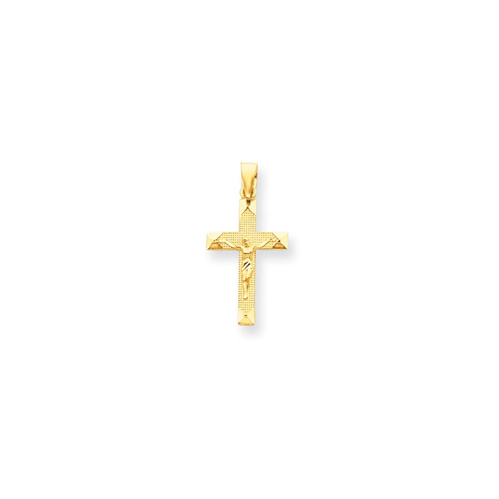14k Diamond-cut Crucifix Pendant