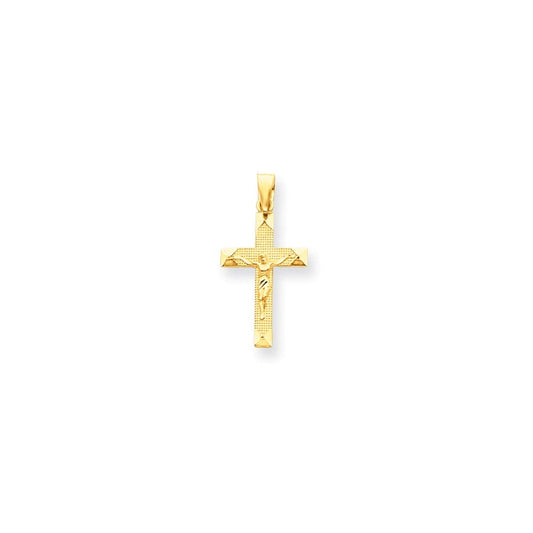 14k Diamond-cut Crucifix Pendant