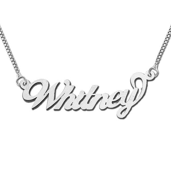Sterling Silver "Script" Style Horizontal Name Necklace with Chain