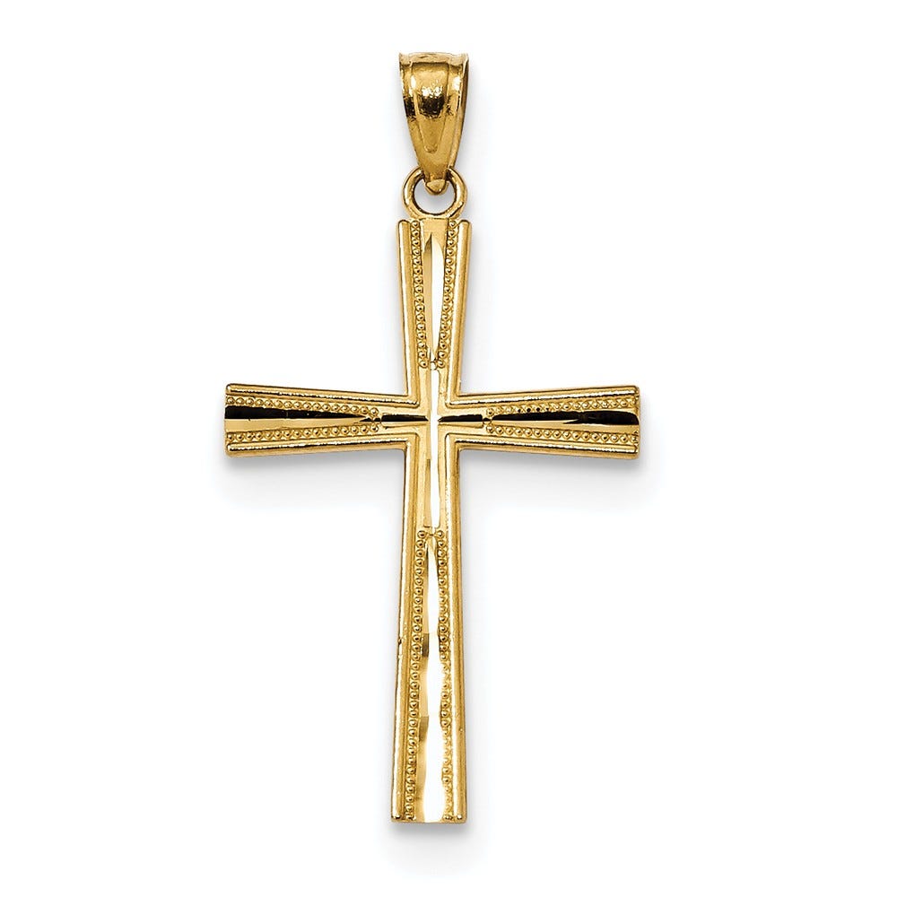 14k Reversible Satin/Diamond-cut Cross Pendant