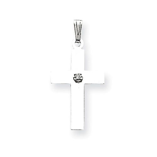 14k White Gold .02ct. Diamond Cross Pendant