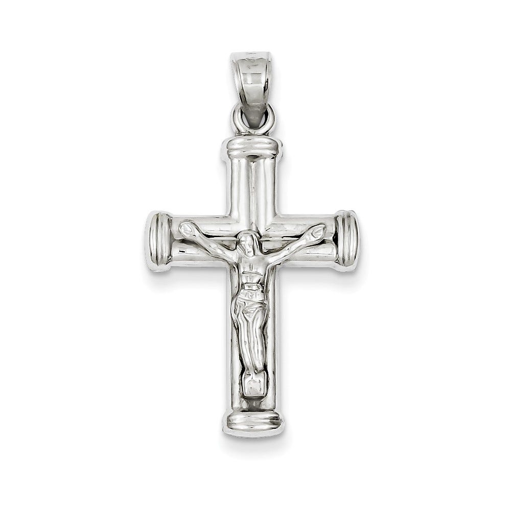 14k White Gold Reversible Crucifix /Cross Pendant