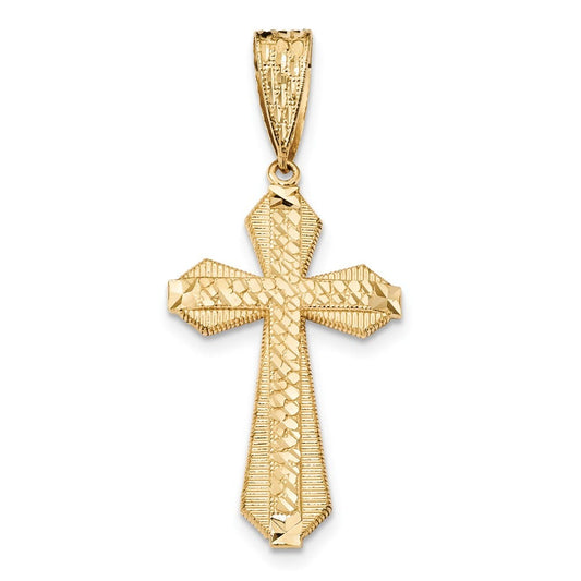 14k Diamond-cut Center Cross Pendant
