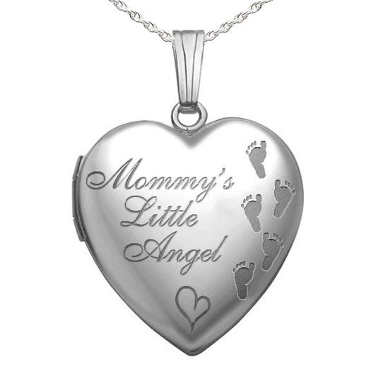 Sterling Silver "Mommy's Little Angel" Heart Photo Locket