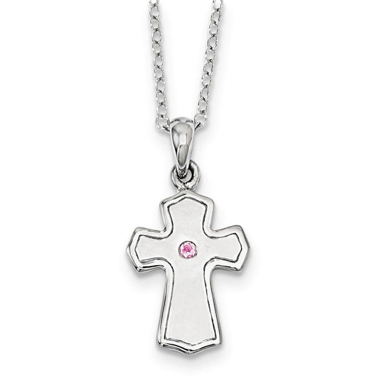 Sterling Silver CZ Child Of God (Girl) 14in. Necklace