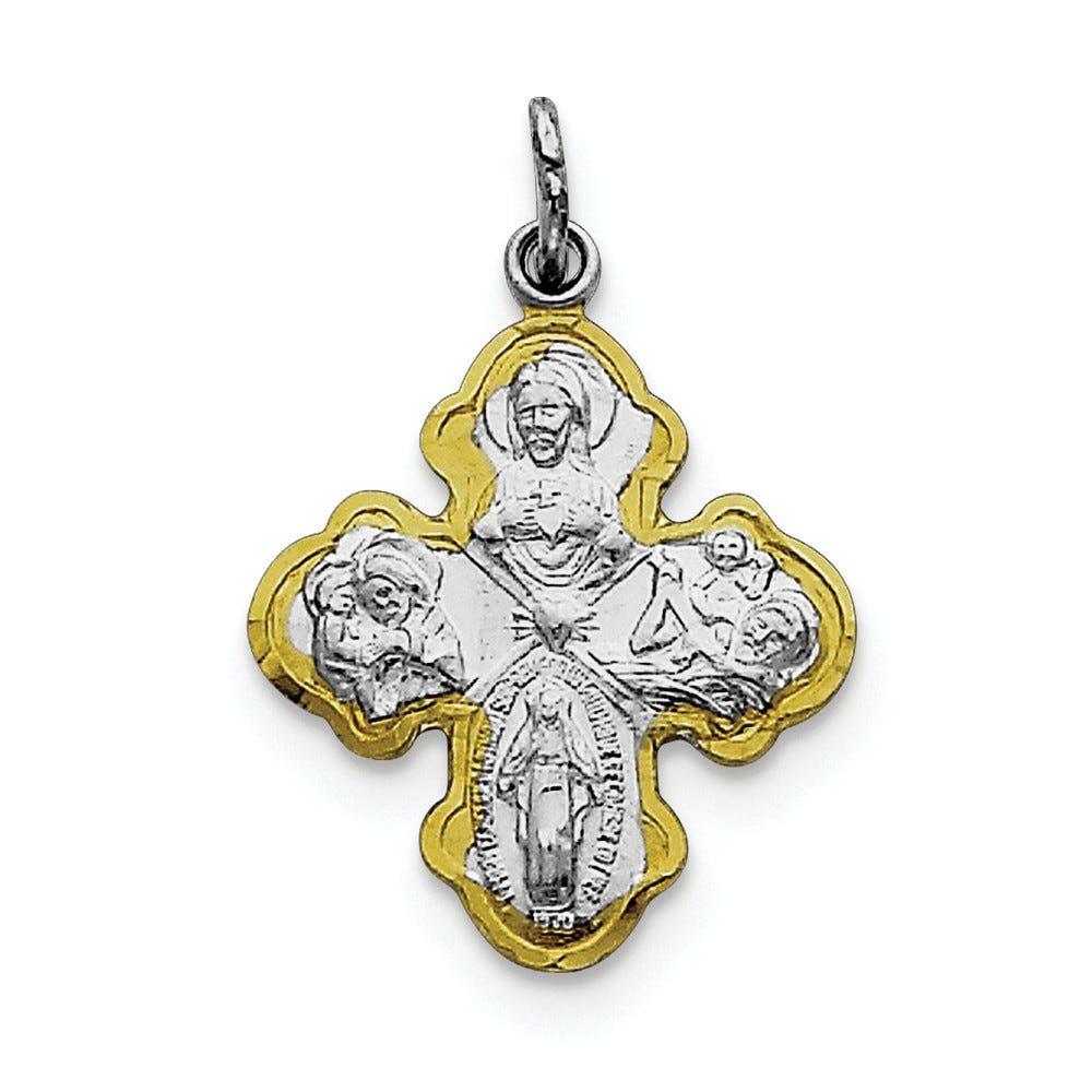 Sterling Silver Rhodium-plated & Vermeil 4-way Medal