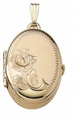 Solid 14K Yellow Gold Oval Four Photo Locket