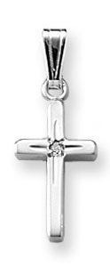 Sterling Silver Children's Cross with Genuine Diamond