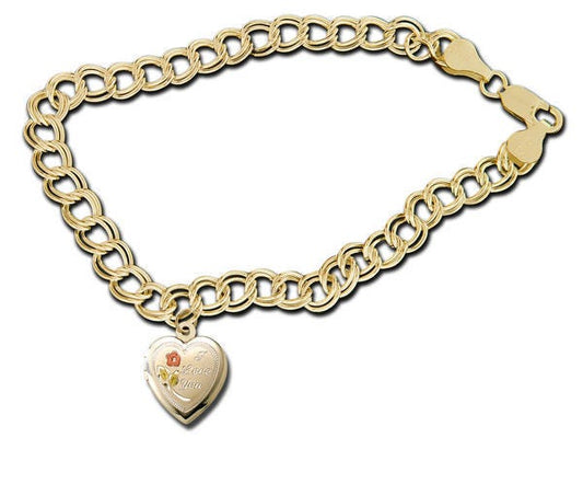 14K Yellow Gold Heart-Shaped "I Love You" Locket Bracelet