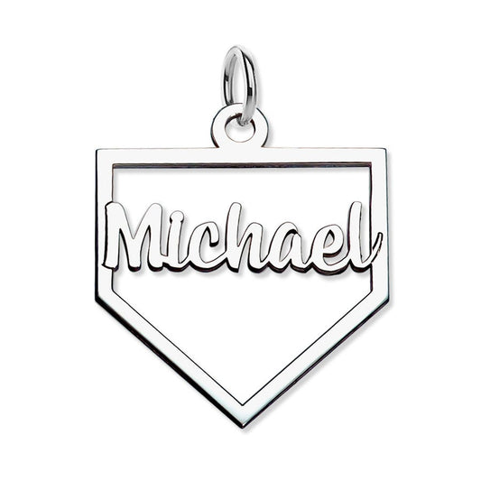 Personalized Cut-out Baseball Homeplate Pendant w/ Name