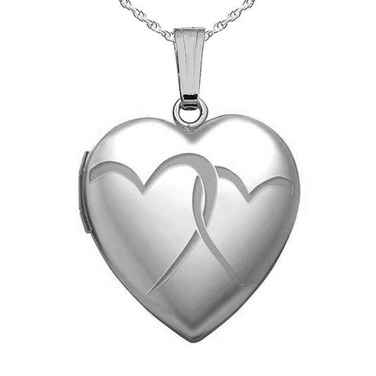 Sterling Silver "Interlocking Hearts" Heart Photo Locket