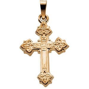 14K Yellow Gold CROSS PENDANT W/DESIGN