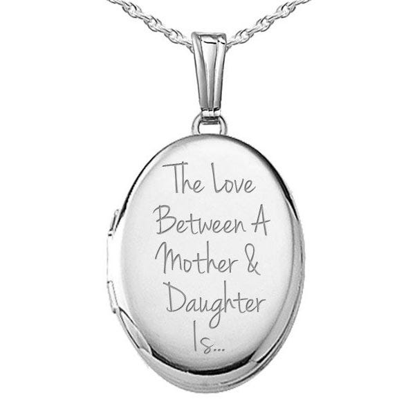 Sterling Silver The Love Between A Mother & Daughter Is... Oval Photo Locket