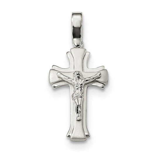 Sterling Silver Satin & Polished Crucifix Pendant