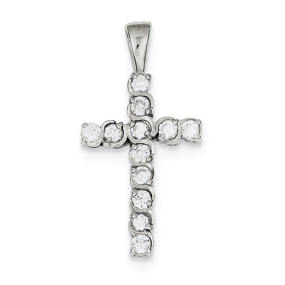 Sterling Silver CZ Latin Cross Pendant