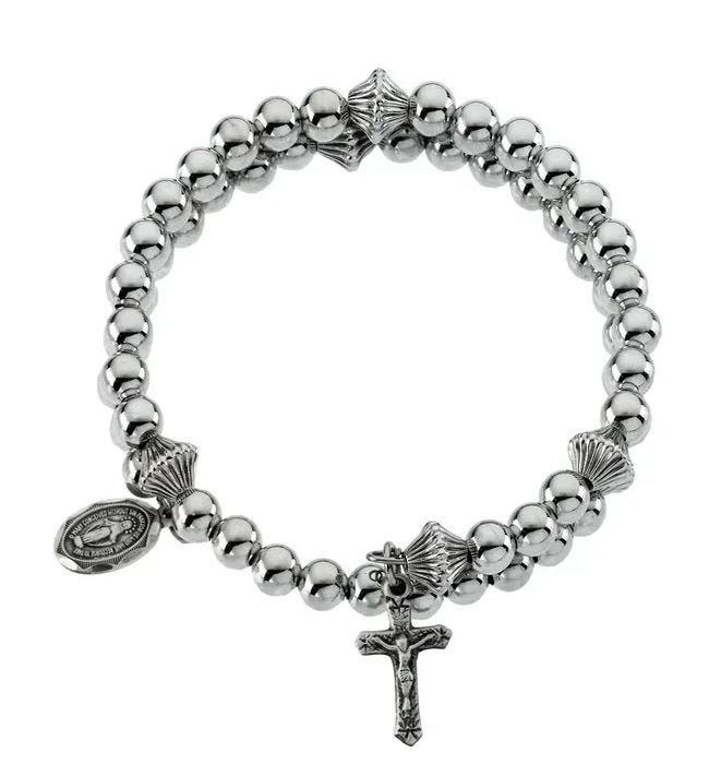 Sterling Silver Bead Wrap Rosary