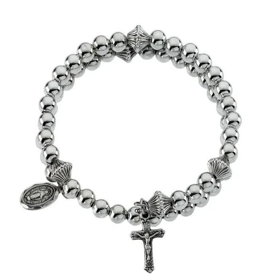 Sterling Silver Bead Wrap Rosary