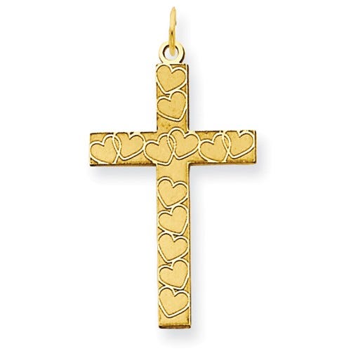 14K Laser Designed Cross Pendant