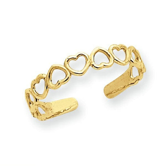 14k Yellow Gold Heart Toe Ring
