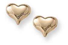 14K Yellow Gold Hearts Children Post Earrings