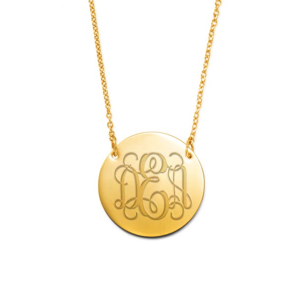 Round Disc Pendant w/ Personalized Message & 18" Chain Included