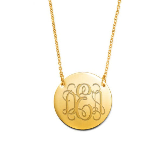 Round Disc Pendant w/ Personalized Message & 18" Chain Included