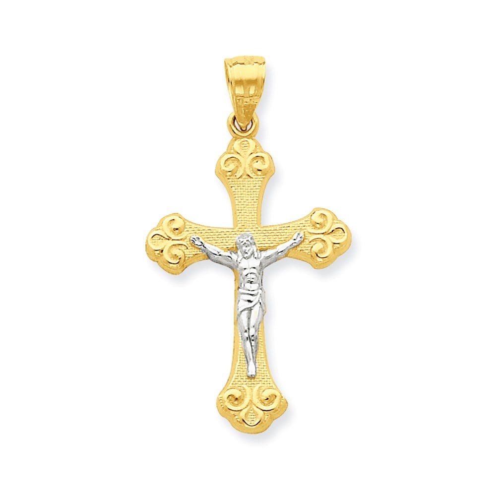 10k & Rhodium Crucifix Pendant