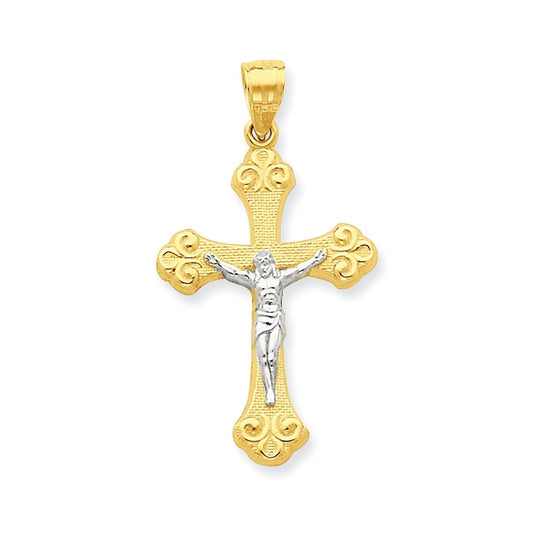 10k & Rhodium Crucifix Pendant
