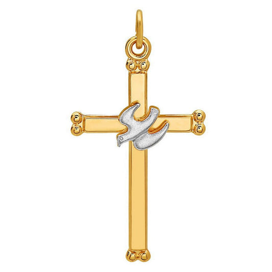Sterling Silver Two Tone Cross w/ Dove
