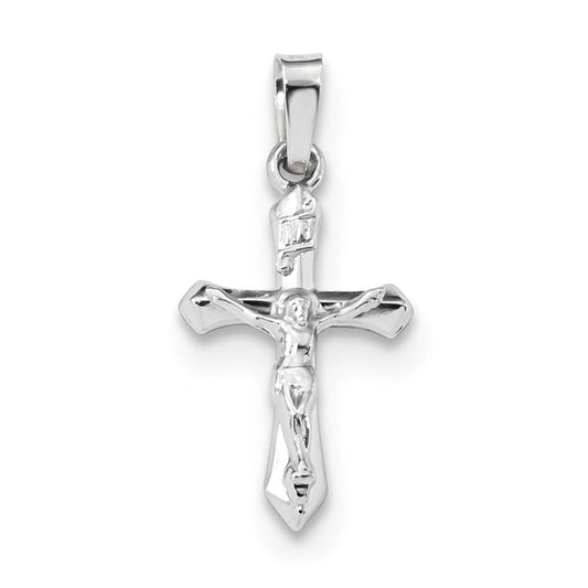 14k White Gold Polished INRI Crucifix Pendant