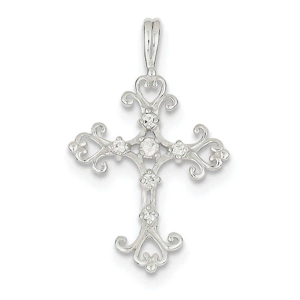 Sterling Silver CZ Cross Pendant