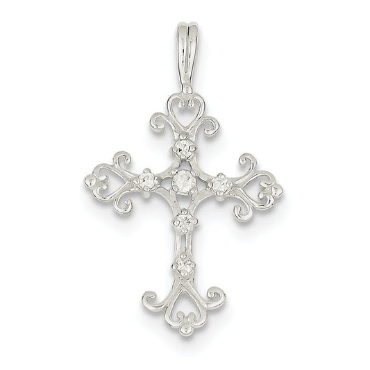 Sterling Silver CZ Cross Pendant
