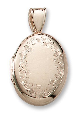 18k Premium Weight Yellow Gold Oval Picture Locket Jewelry